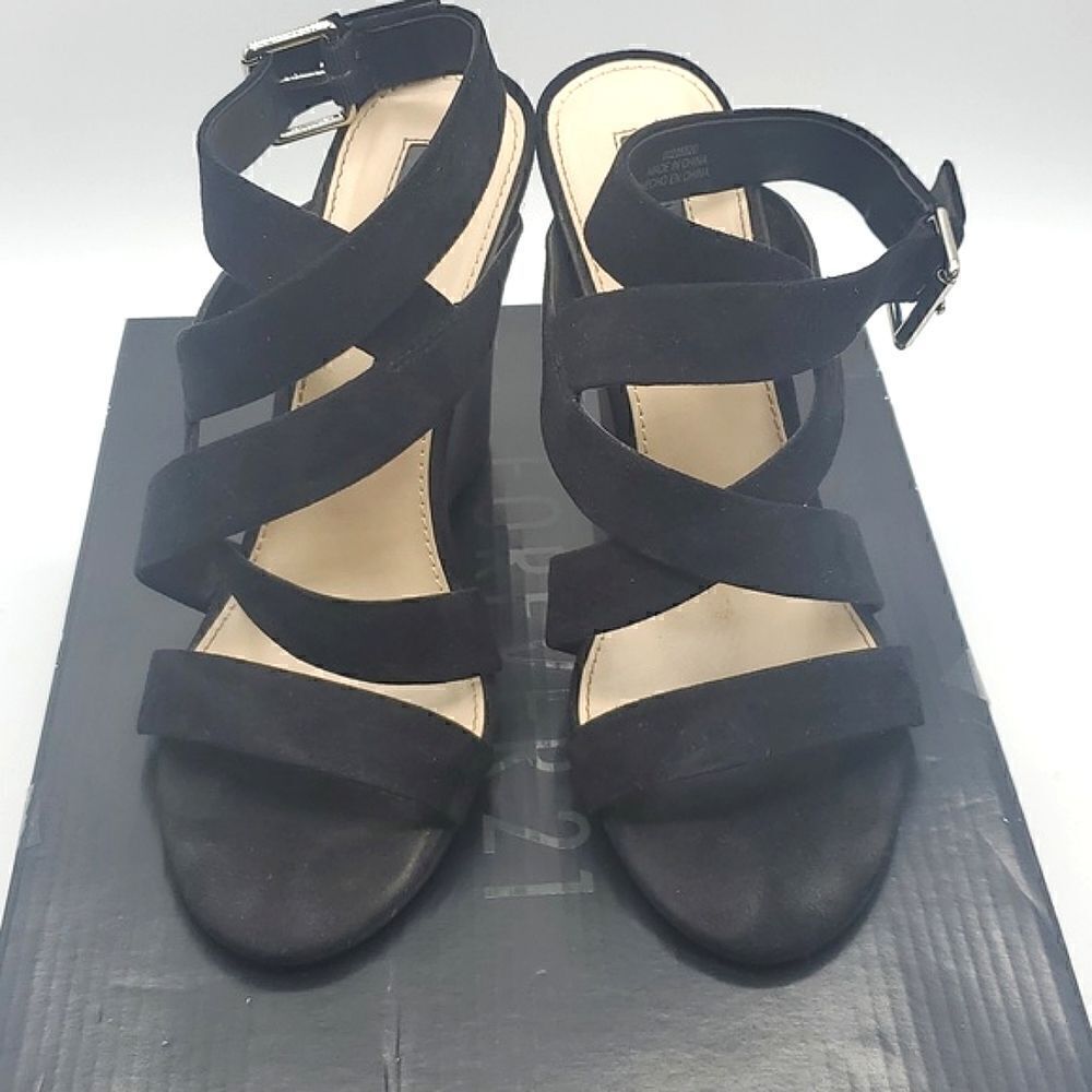 Forever 21 Black Strappy Wedges Size 7.5